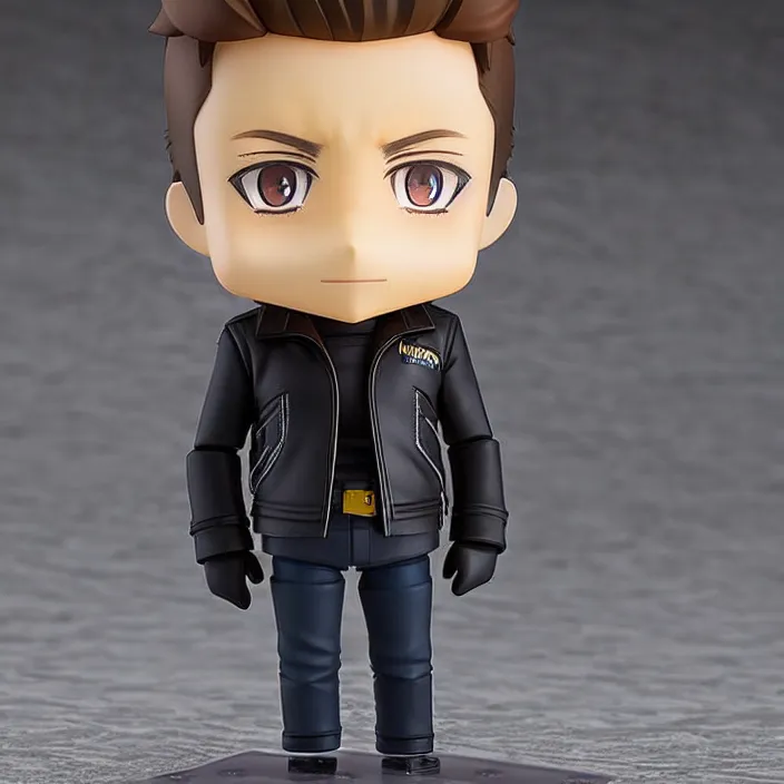 Image similar to Anime Nendoroid figurine of ELON MUSK Wearing Leather Jacket, fantasy, figurine , product photo