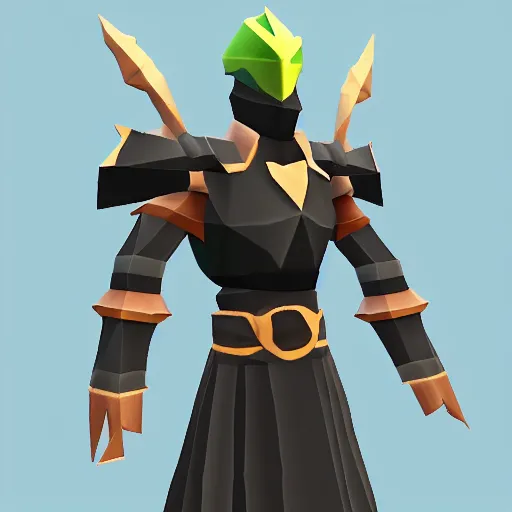 Prompt: Runescape Rune Armor, low poly artstation rendition