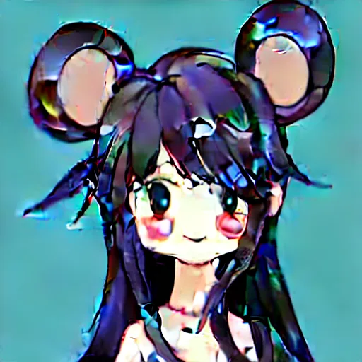 Image similar to headshot of young maple story female mouse, maple story, cute, fantasy, intricate, long hair, dark grey skin, mouse face, maplestory mouse, dark skin, mouse head, mouse ears, black hair, elegant, cartoony, maplestory Deviantart, maplestory character, character art of maple story, smooth, sharp focus, illustration, art by maplestory