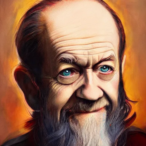 Image similar to Anna Dittmann painting of George Carlin, trending on art station