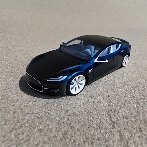 Prompt: hand painted action figure of a tesla car, realistic,