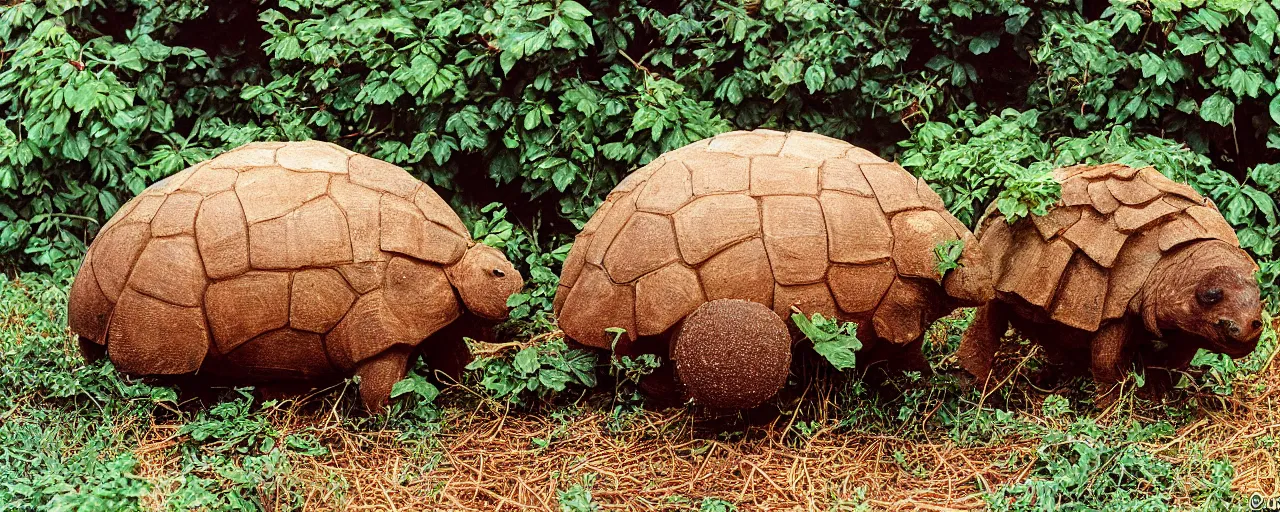 Image similar to a glyptodon eating from a spaghetti plant, pre - historic, in the style of carl warner, canon 5 0 mm, kodachrome,