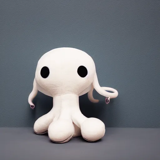 Prompt: a plushie that looks like a cute octopus, studio lighting