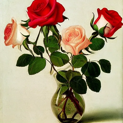 Image similar to roses wrapped in plastic painted by velazquez,