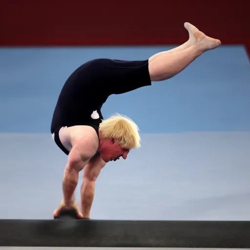 Prompt: Boris Johnson doing gymnastics at the Olympics