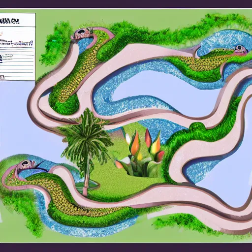 Image similar to detailed plans for an epic dinosaur themed mini golf course