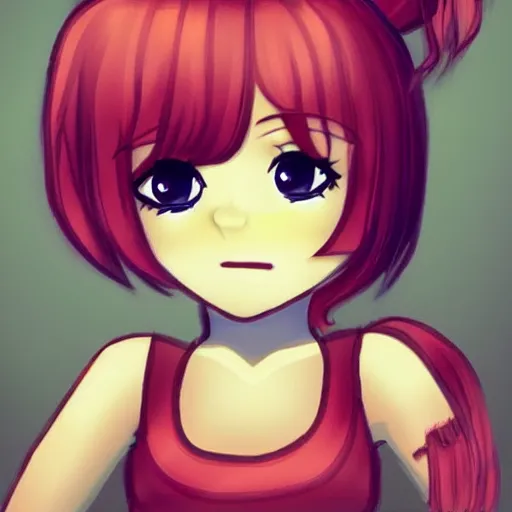 Image similar to cute chibi emoji of a red hair girl love