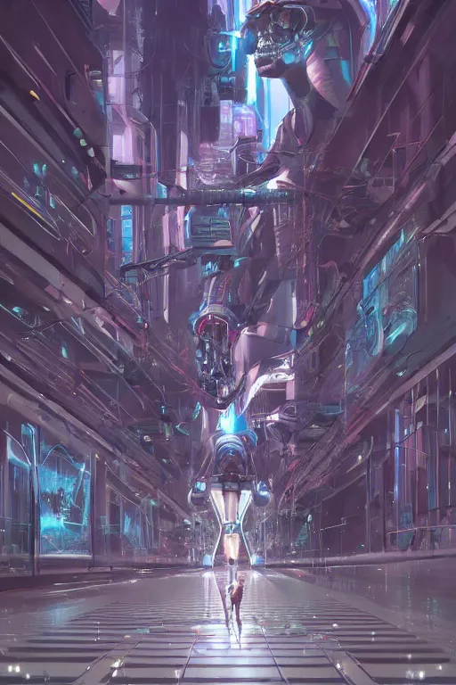 Image similar to the most amazing dream you ever had about beautiful woman transhumanism artificial intelligence singularity, robot factory, hyper realistic, concept art, intricate, hyper detailed, smooth, syd mead, high contrast, neon, volumetric lighting, octane, raytrace, moebius, snowcrash