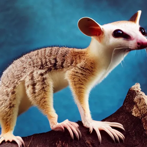 Image similar to A combination of Sugar glider, Tamandua, Gerenuk, Cuttlefish, Gecko, Sand cat, Bee hummingbird, Tree kangaroo, Racoon dog, Pygmy hippopotamus , Leafy sea dragon, Elephant Shrew, Quokka, Margay, Klipspringer, Fennec Fox, Tawny frogmouth, Tarsier, Quetzal, Star-nosed mole