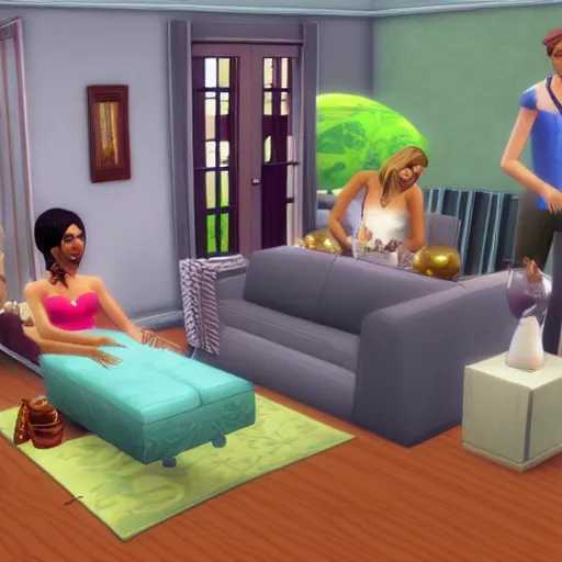 Prompt: the sims having a nightmare