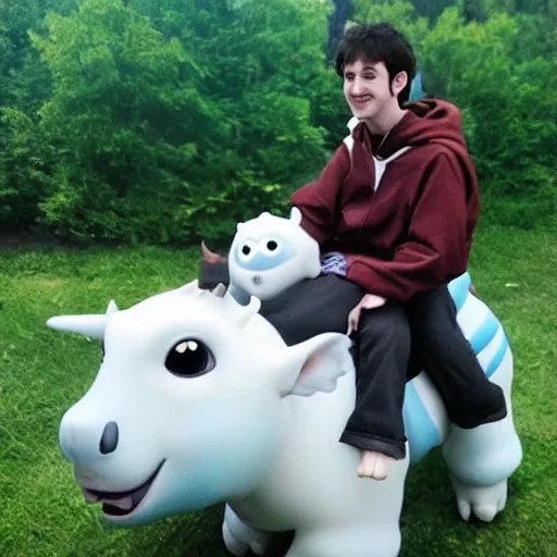 Image similar to dj porter robinson riding appa from avatar the last airbender