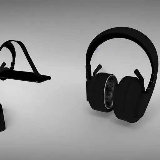 Image similar to wireless headphone stand, futuristic, techno, cyberpunk, product design, render, concept