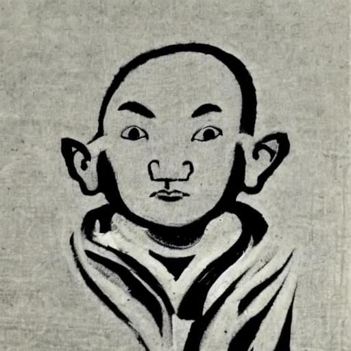 Prompt: symmetrical zen monk. Smoke from ears!!!