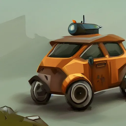 Image similar to 2d concept art of small vehicle by Dawid Michalczyk