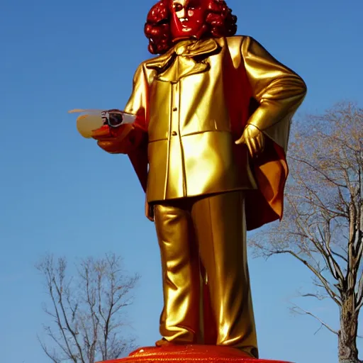 Image similar to A golden statue of Ronald McDonald