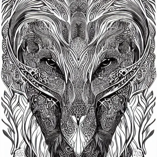 Prompt: clean simple line art of a beautiful new creature from folklore. no background. well composed, clean coloring book page, beautiful detailed art. coloring book line art by greg rutkowski and johanna basford and