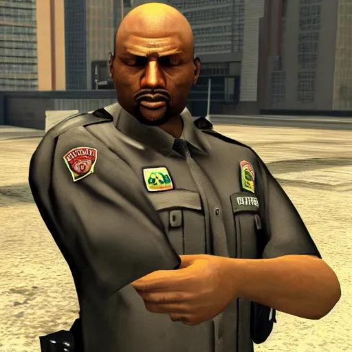 Prompt: officer tenpenny from gta san andreas, real life high quality photograph
