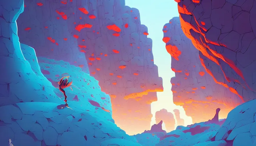 Prompt: natural cave wall, dynamic light, illustration by josan gonzales and moebius, rhads, clean thick line, comics style,