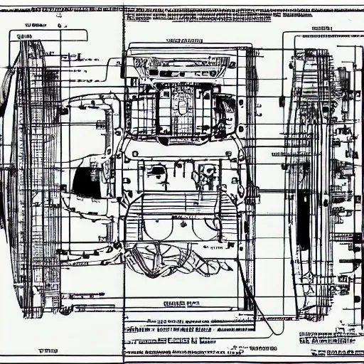 Prompt: detailed technical schematics for a time machine