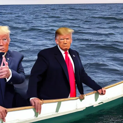 Image similar to trump and biden sitting in a boat together