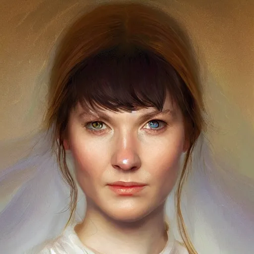 Image similar to portrait of a norwegian woman ( 3 5 ) from norway in 2 0 2 1, an oil painting by ross tran and thomas kincade