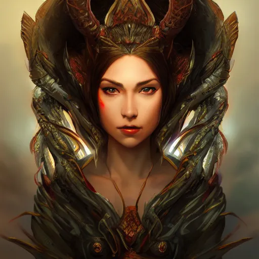 Prompt: stunning comic book style portrait painting of a dragon goddess, wideview, in the style of WLOP, 8k masterpiece, cinematic lighting, pristine clean design, high fantasy, insanely detailed, atmospheric,