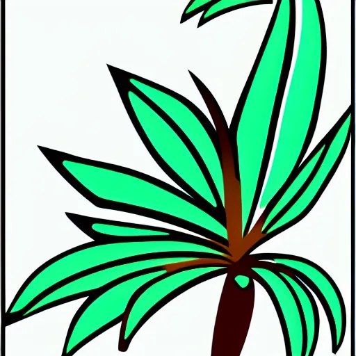 Image similar to stylised palm tree illustration rendered in trendy tropical style for vacation clipart sticker
