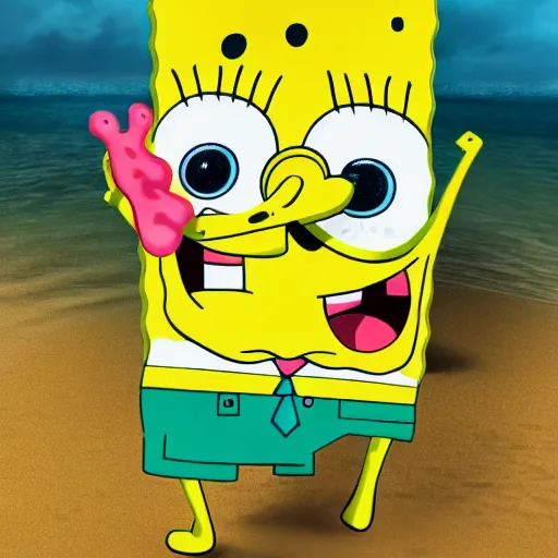 Image similar to real life SpongeBob squarepants and Patrick portrait, render, 4k, hyper realism, photo realistic