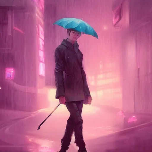 Image similar to “ a portrait of bts, rainy background, pink bright art masterpiece artstation. 8 k, sharp high quality artwork in style of jose daniel cabrera pena and greg rutkowski, concept art by tooth wu, hearthstone card game artwork. ”