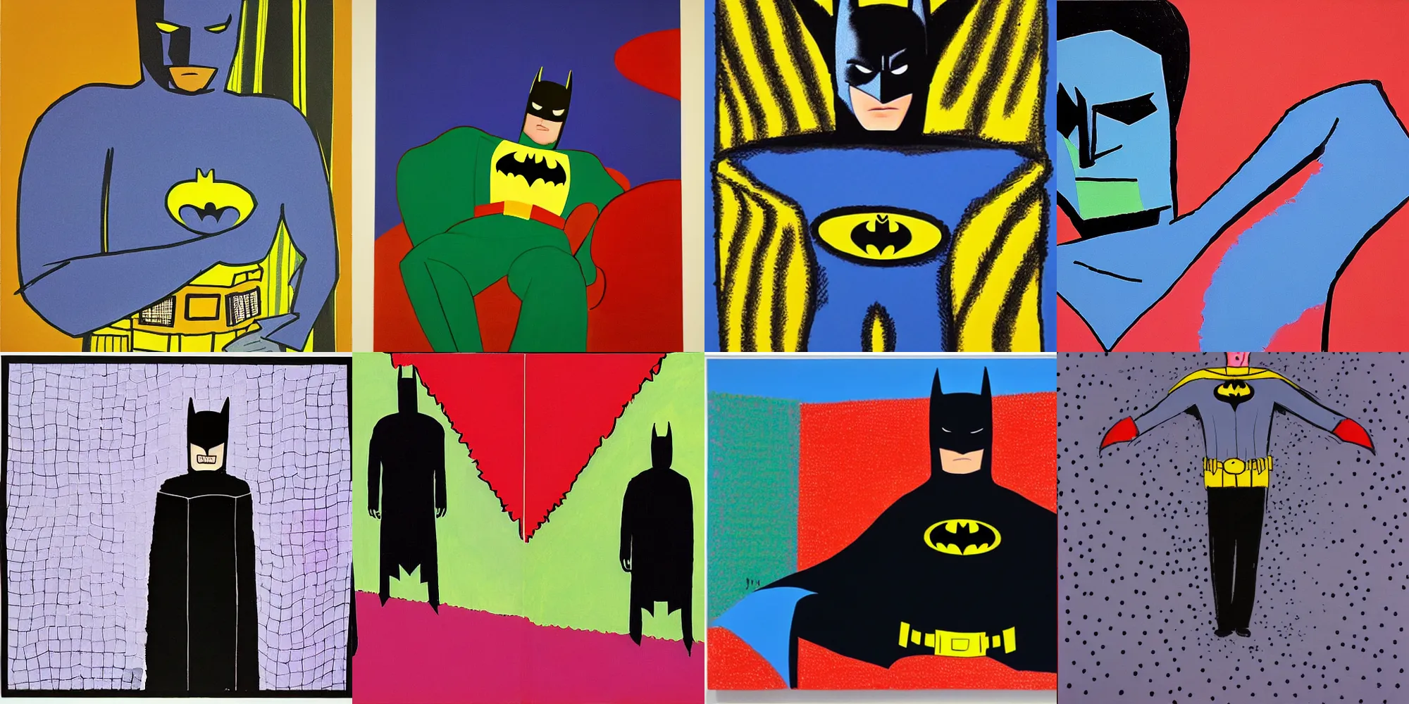 Prompt: batman by david hockney