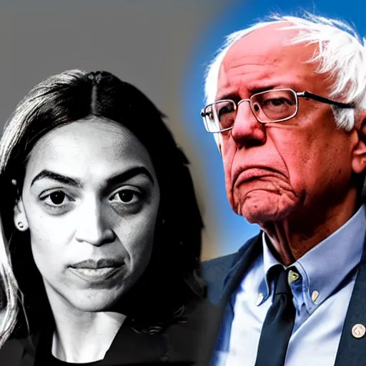 Prompt: Alexandria Ocasio Cortez as Bernie Sanders