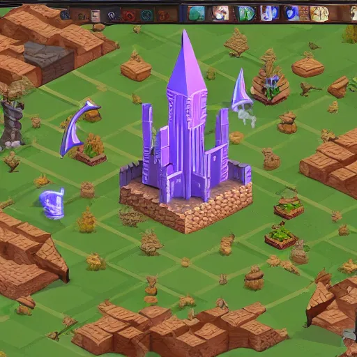 Image similar to isometric view of a wizard tower from a resource gathering game