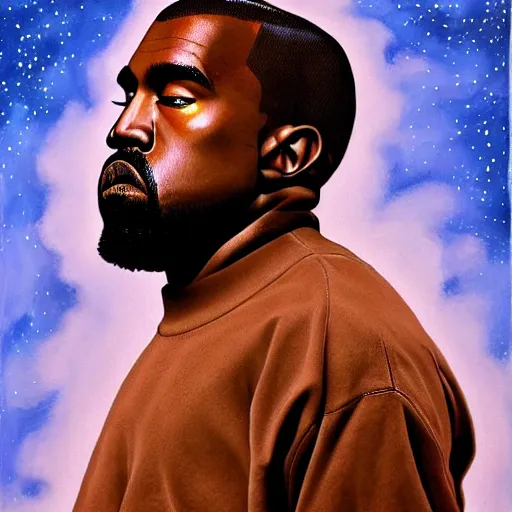Prompt: God creating Kanye West, painting