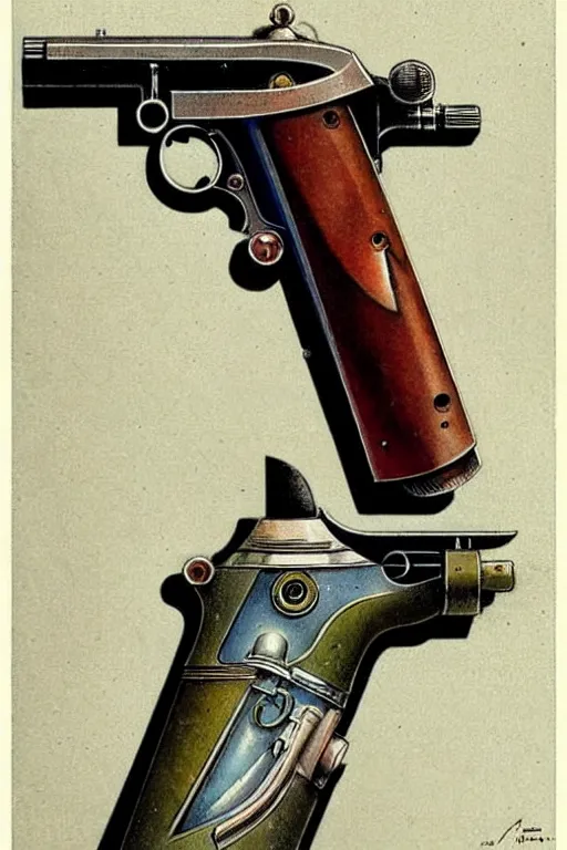 Image similar to ( ( ( ( ( 1 9 5 0 s retro raygun pistol. muted colors. ) ) ) ) ) by jean - baptiste monge!!!!!!!!!!!!!!!!!!!!!!!!!!!!!!