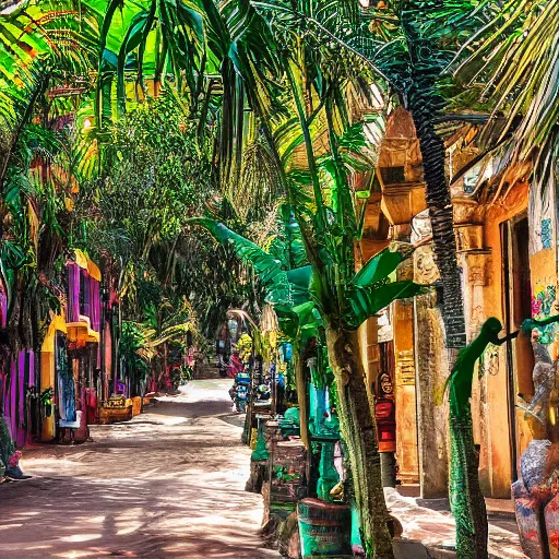 Image similar to the lost city of el dorado, golden streets, intricate, lush, full of nature