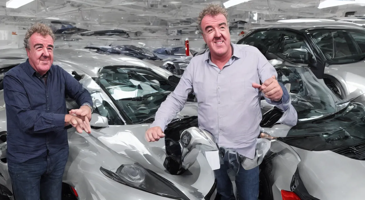 Prompt: a photo of jeremy clarkson buying his dream car, high detail, high definition, 8k, photorealistic,