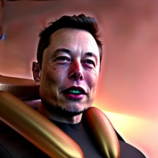 Image similar to elon musk with very long pair of golden tusks growing out of his cheeks 8 k ultra realistic, award winning, unreal engine 5, masterpiece, atmosphere glow, hyperrealistic, focused, extreme details, cinematic