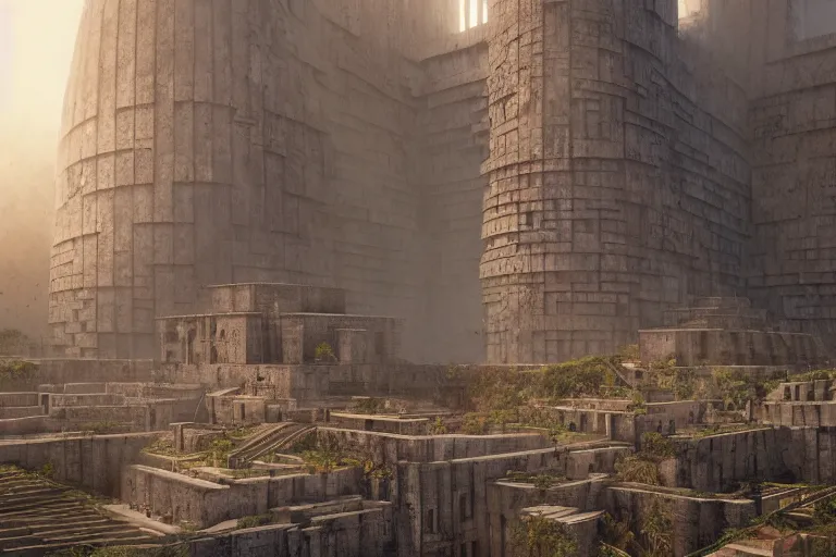 Prompt: brutalist Aztec architecture, tzompantli, feathers by Jessica Rossier and HR Giger