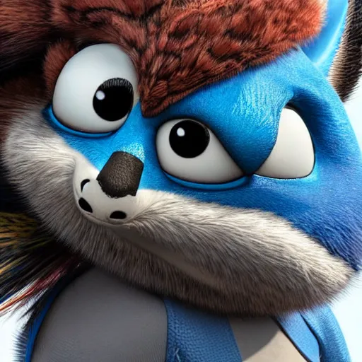 Prompt: anthropomorphic cute blue bird character wearing a jacket, Disney Pixar, in the style of ‘how to train your dragon’, ‘kung fu panda’ ‘zootopia’ ‘wreck it Ralph’ ‘luca’ etc, high detail, detailed feathers and fur, 3d render