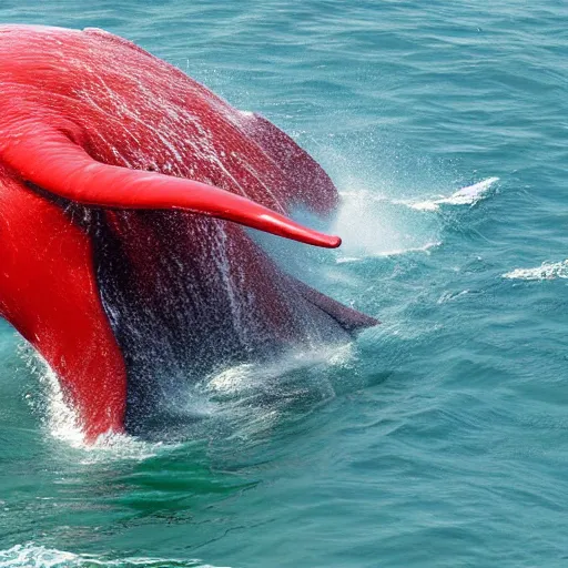 Prompt: red whale swimming in a yellow sea, hyper realistic, hd,