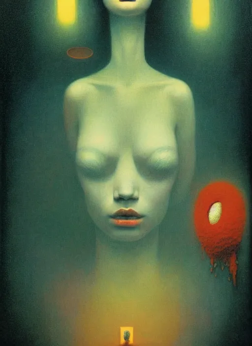 Image similar to Scintillating Scotomata, Edward Hopper and James Gilleard, Zdzislaw Beksinski, Mark Ryden, Wolfgang Lettl highly detailed, hints of Yayoi Kasuma, Odilon Redon. Drexler