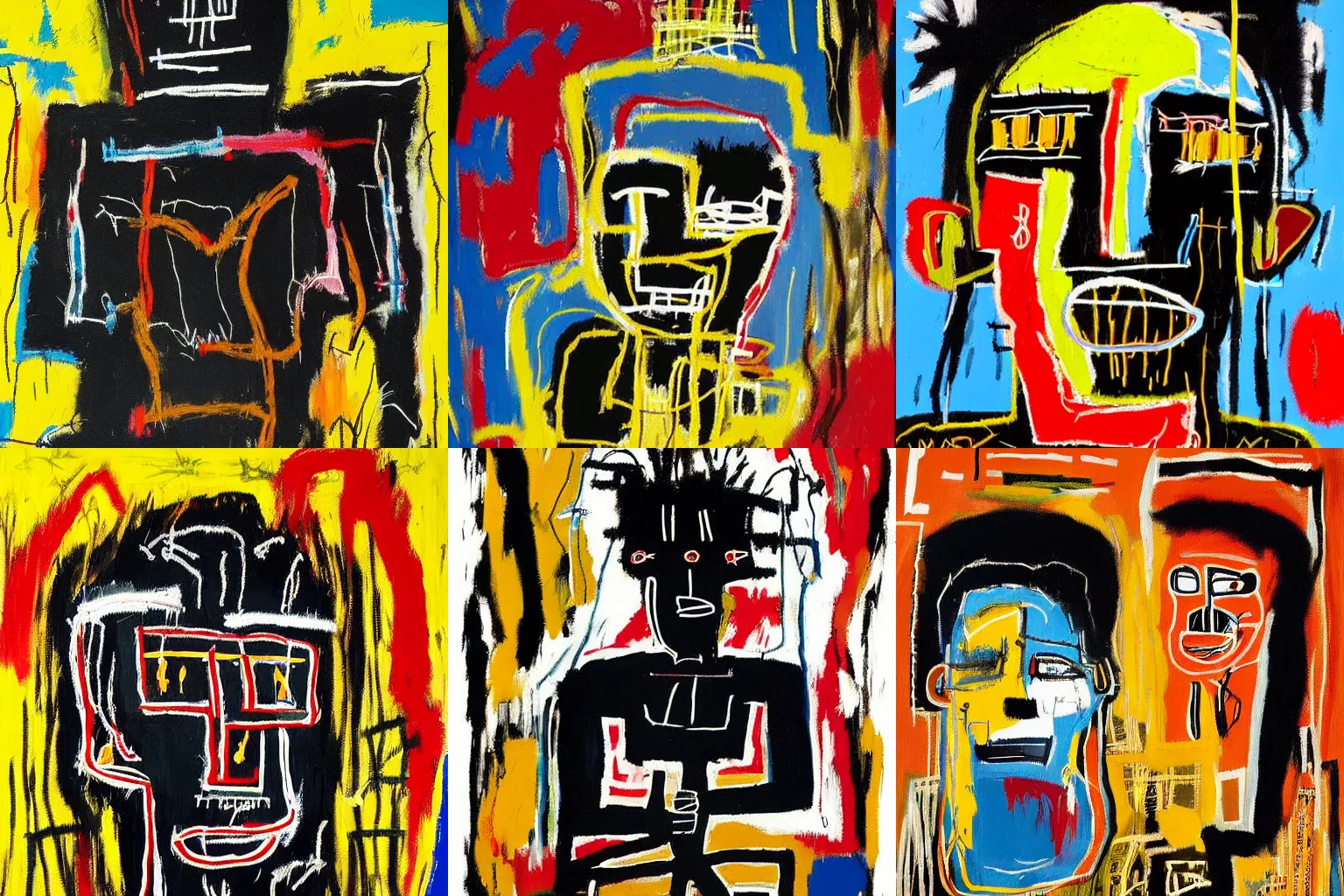 Image similar to extremely highly detailed hi-res majestic painting of an black strong african man by jean-michel basquiat