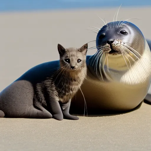 Image similar to seal with a kitten