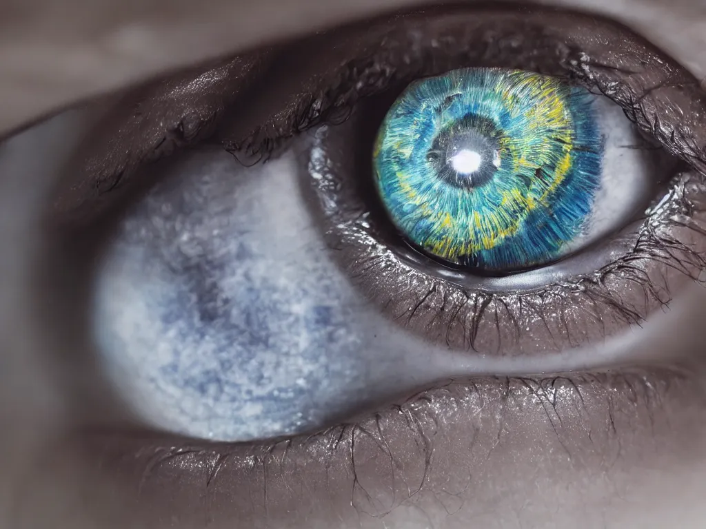 Image similar to close-up of someone\'s eyeball and the iris looks like the entire earth floating in space, 8k resolution, unreal engine