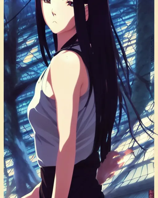 Image similar to An anime goddess of shadows || VERY VERY ANIME!!!, fine-face, Audrey Plaza, realistic shaded perfect face, fine details. Anime. realistic shaded lighting poster by Ilya Kuvshinov katsuhiro otomo ghost-in-the-shell, magali villeneuve, artgerm, Jeremy Lipkin and Michael Garmash and Rob Rey