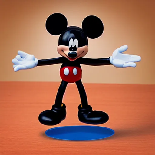 Prompt: mickey mouse stop motion vinyl action figure, plastic, toy