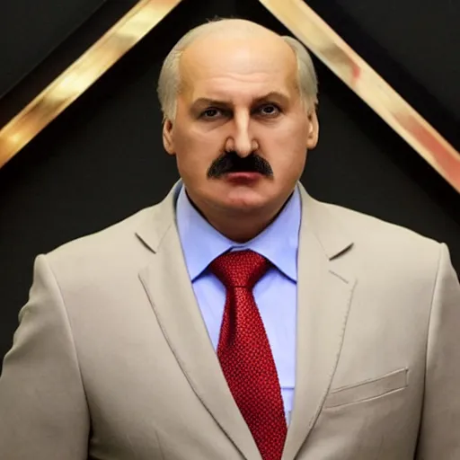 Prompt: Alexander Lukashenko as the American Psycho, staring psychopathically, sweating hard