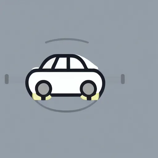 Image similar to An icon of a car in a flat design style, the car is gray and is shown from the front, the windshield is transparent, a light blue round circle is in the background