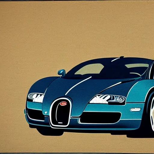 Prompt: ukiyoe painting of a bugatti veyron, highly detailed