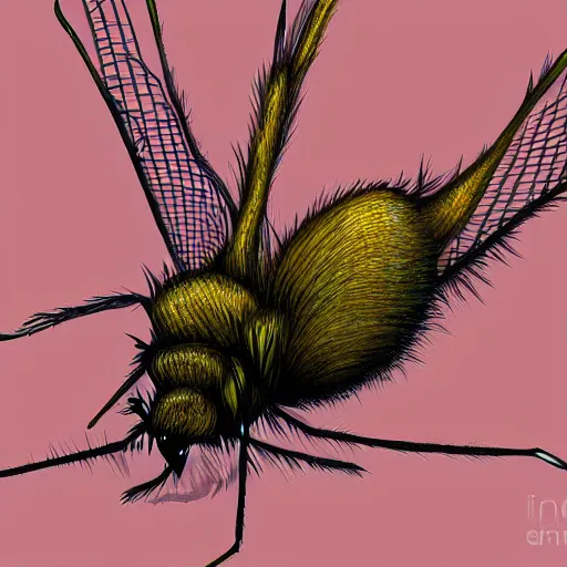 Prompt: digital art of mosquito close up highly detailed